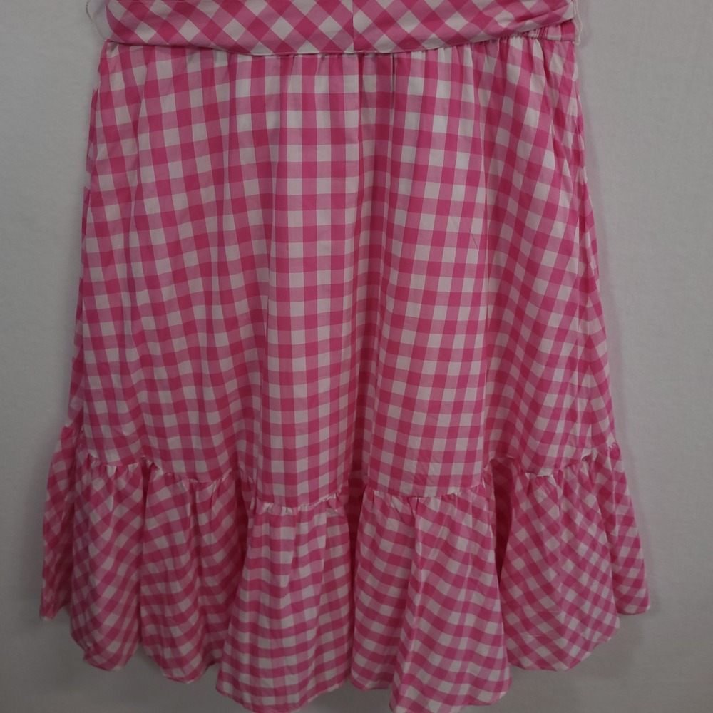 Talbots Gingham Flutter Sleeve Dress 16P Pink White Ruffle Tiered Midi NEW - Picture 11 of 13